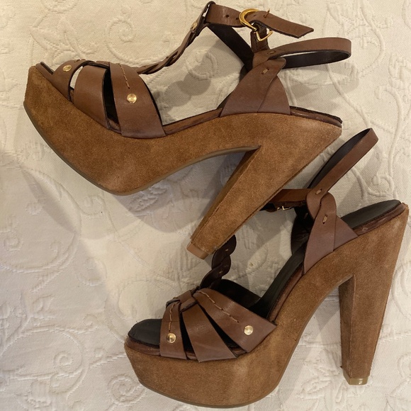 Aldo brown suede platform sandals 38 - Picture 4 of 6